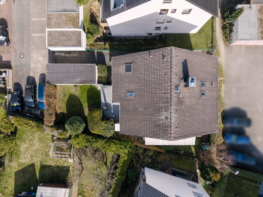 Von oben Mehrfamilienhaus Langen